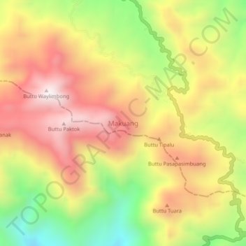 Topografisk kort Makuang, højde, terræn