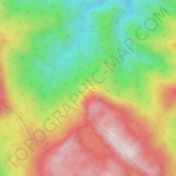 Topografisk kort Andowia, højde, terræn