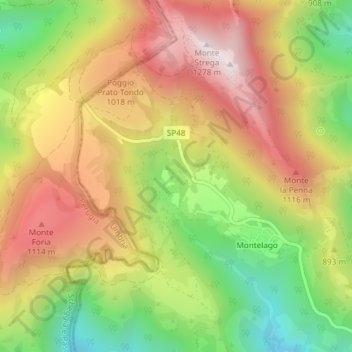 Topografisk kort Lago, højde, terræn