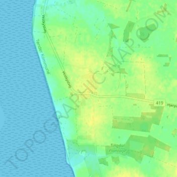 Topografisk kort Hjerpsted, højde, terræn