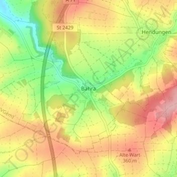 Topografisk kort Bahra, højde, terræn