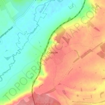 Topografisk kort Gretton, højde, terræn