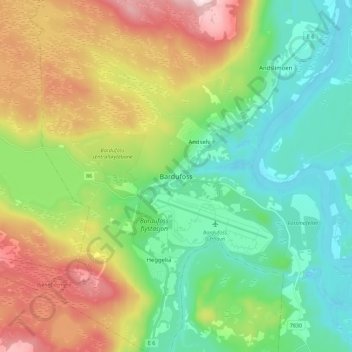Topografisk kort Bardufoss, højde, terræn