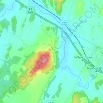 Topografisk kort Eftra, højde, terræn