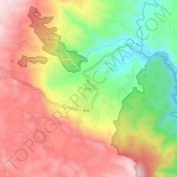 Topografisk kort Pasekan, højde, terræn