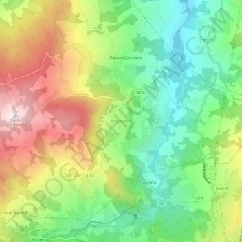 Topografisk kort Trasserra, højde, terræn
