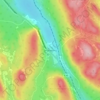 Topografisk kort Tandsjöborg, højde, terræn