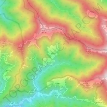 Topografisk kort Tonno, højde, terræn