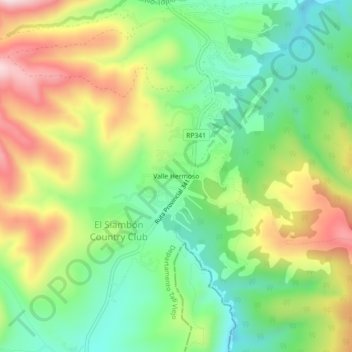Topografisk kort Valle Hermoso, højde, terræn
