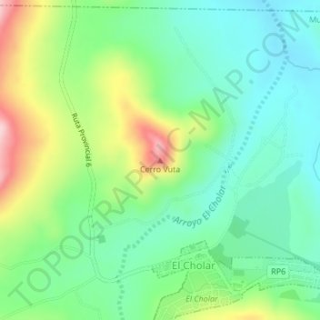 Topografisk kort Cerro Vuta, højde, terræn