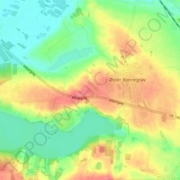 Topografisk kort Over Fussing, højde, terræn