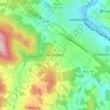 Topografisk kort Reichsdorf, højde, terræn