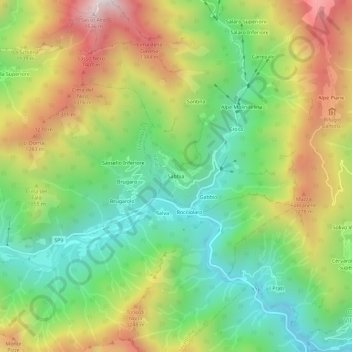 Topografisk kort Sabbia, højde, terræn