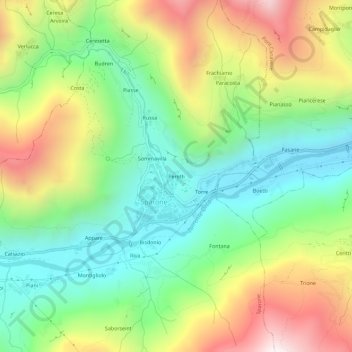 Topografisk kort Peretti, højde, terræn