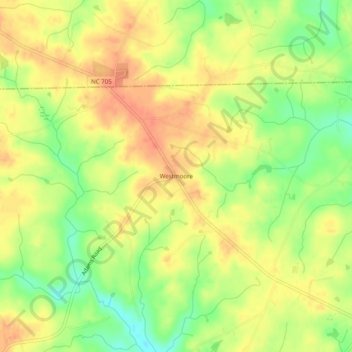 Topografisk kort Westmoore, højde, terræn