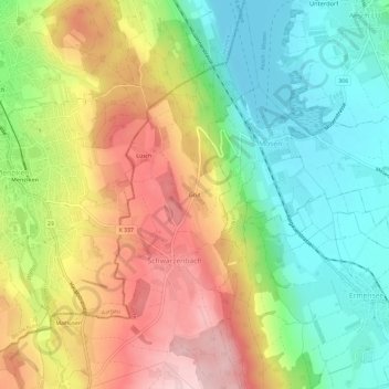 Topografisk kort Grüt, højde, terræn