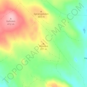 Topografisk kort Vinliden, højde, terræn
