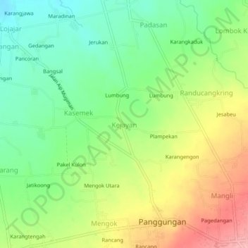 Topografisk kort Kejayan, højde, terræn