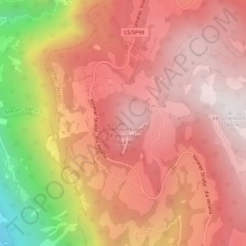 Topografisk kort Pietrarossa, højde, terræn