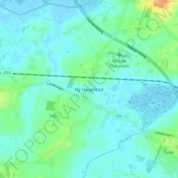 Topografisk kort Ny Hagested, højde, terræn