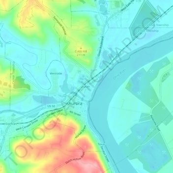 Topografisk kort Utah, højde, terræn