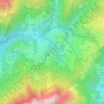 Topografisk kort Mincucco, højde, terræn