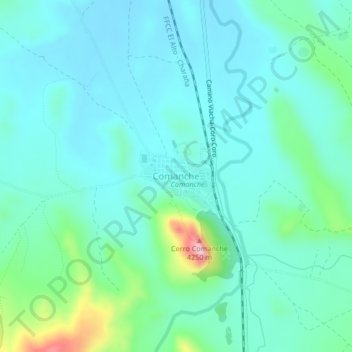 Topografisk kort Comanche, højde, terræn
