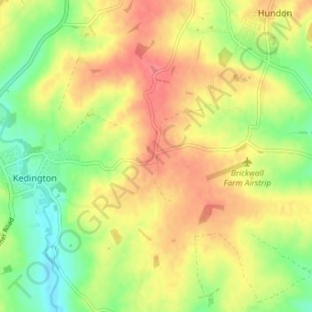 Topografisk kort Brockley Green, højde, terræn