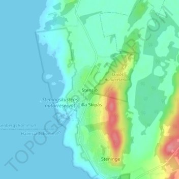 Topografisk kort Stensjö, højde, terræn