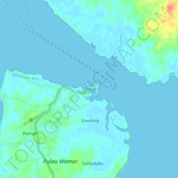 Topografisk kort Dobo, højde, terræn