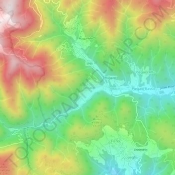 Topografisk kort Convalle, højde, terræn