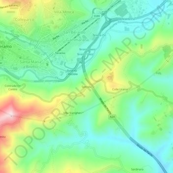 Topografisk kort Specola, højde, terræn