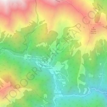 Topografisk kort Occie, højde, terræn