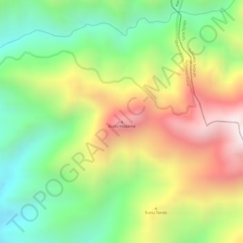 Topografisk kort Buttu Madama, højde, terræn