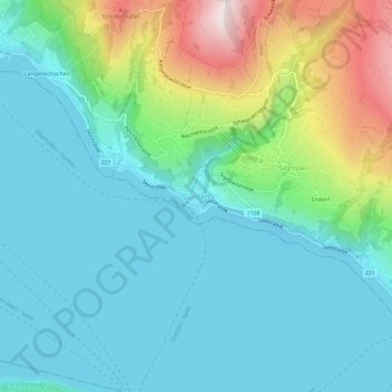 Topografisk kort Gunten, højde, terræn