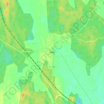Topografisk kort Tobo, højde, terræn