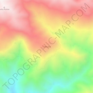 Topografisk kort Towulu, højde, terræn