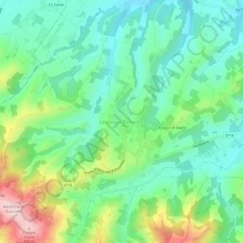 Topografisk kort Levizzano Rangone, højde, terræn