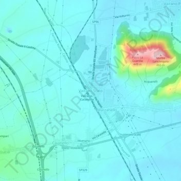 Topografisk kort Vairano Scalo, højde, terræn