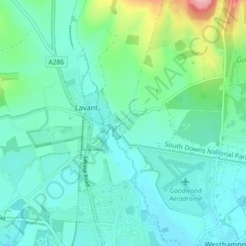 Topografisk kort East Lavant, højde, terræn
