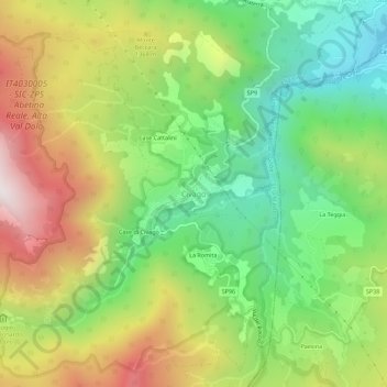 Topografisk kort Civago, højde, terræn