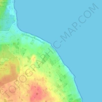 Topografisk kort Bøsserup Huse, højde, terræn