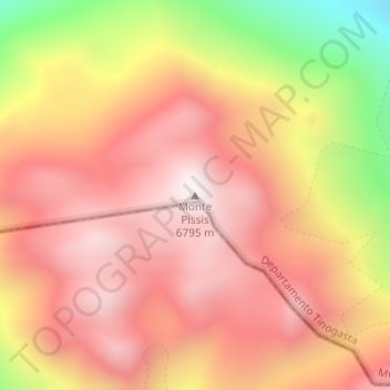 Topografisk kort Monte Pissis, højde, terræn