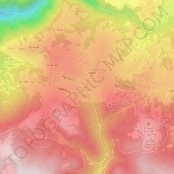 Topografisk kort Tresché Conca, højde, terræn
