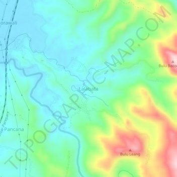 Topografisk kort Lalabata, højde, terræn