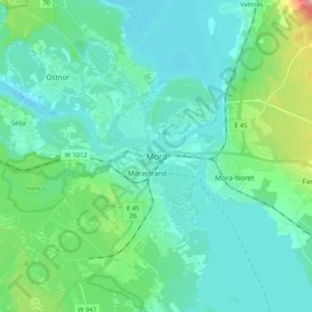 Topografisk kort Mora, højde, terræn