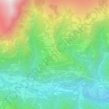 Topografisk kort Becetto, højde, terræn