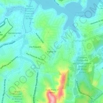 Topografisk kort Itamarati, højde, terræn