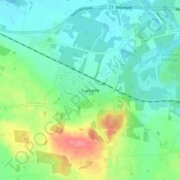 Topografisk kort Svebølle, højde, terræn