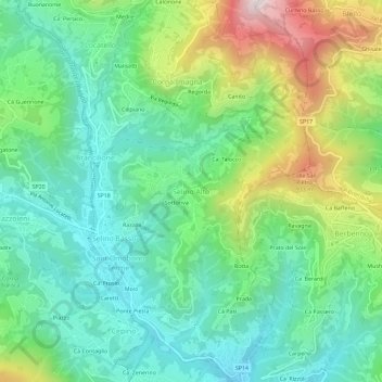 Topografisk kort Selino Alto, højde, terræn